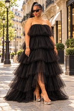 Load image into Gallery viewer, Model wearing the black Celestial Veil Gown